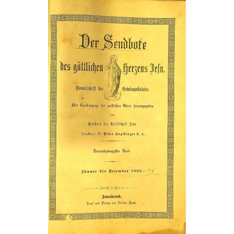 DER SENDBOTE DES GOTTLICHEN HERZENS JESU (1893) - Unikat Antykwariat i Księgarnia